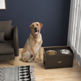 Pet Feeding Station Pet Dish Bowl Set with Storage, 2 Elevated Dog Bowls for Large Sized Dogs, Coffee