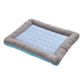 Pet Cooling Pad Bed For Dogs Cats Puppy Kitten Cool Mat Pet Blanket Ice Silk Material Soft For Summer Sleeping  Blue Breathable (Option: Blue-S)